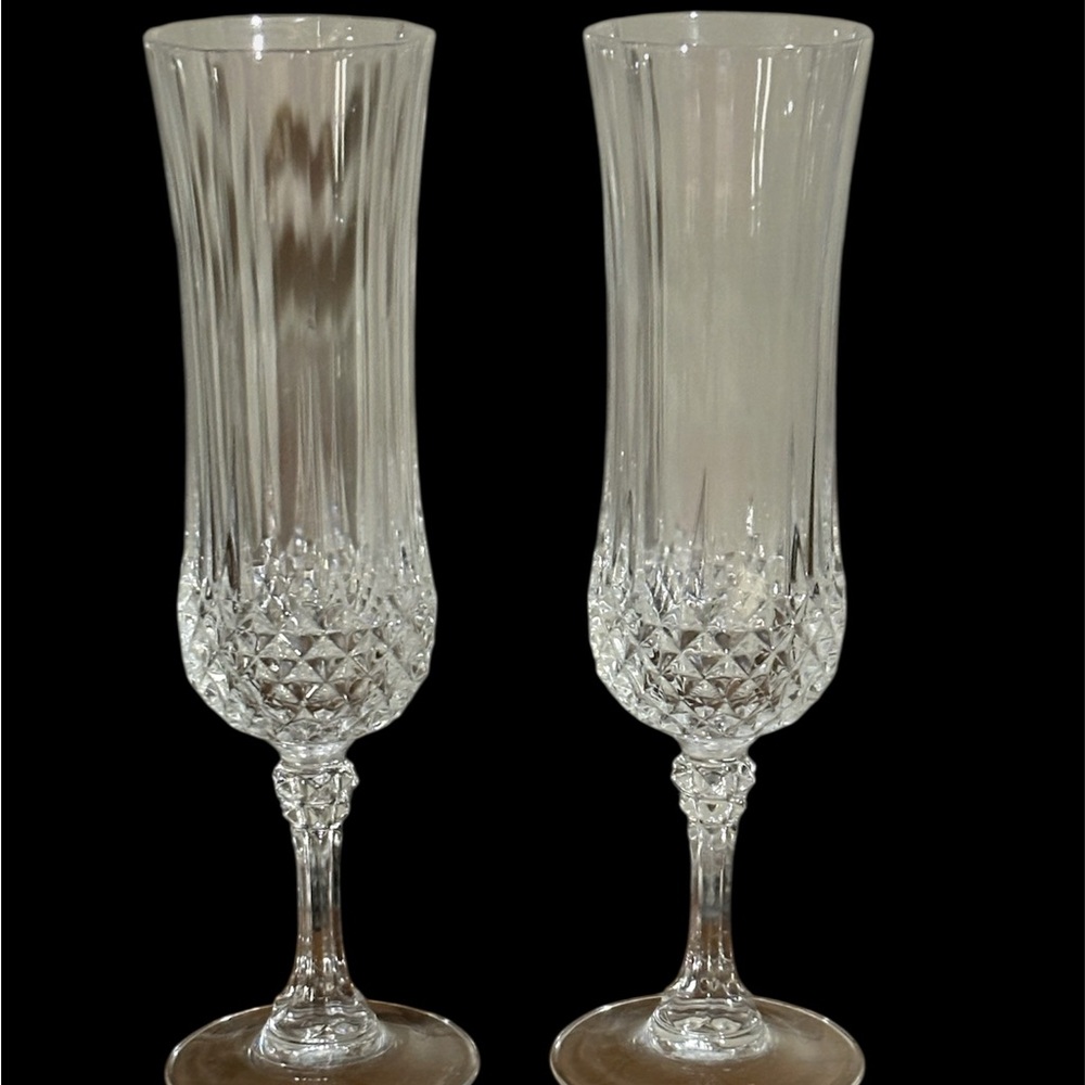 Elegant Cristal D’ Arques Crystal Champagne Flutes
